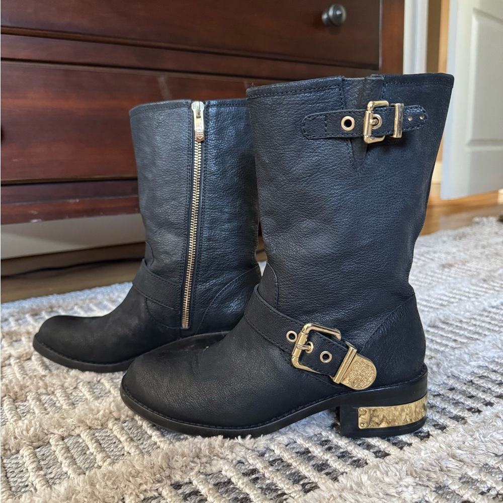 Vince Camuto Winchell Leather Moto Boots - Picture 3 of 7